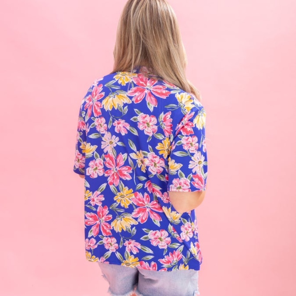 Floral Blue Kimono Cardigan - Picture 2 of 5